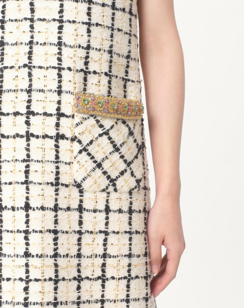 EMBROIDERED SHORT DRESS IN TWEED CHECK PAILETTES 5