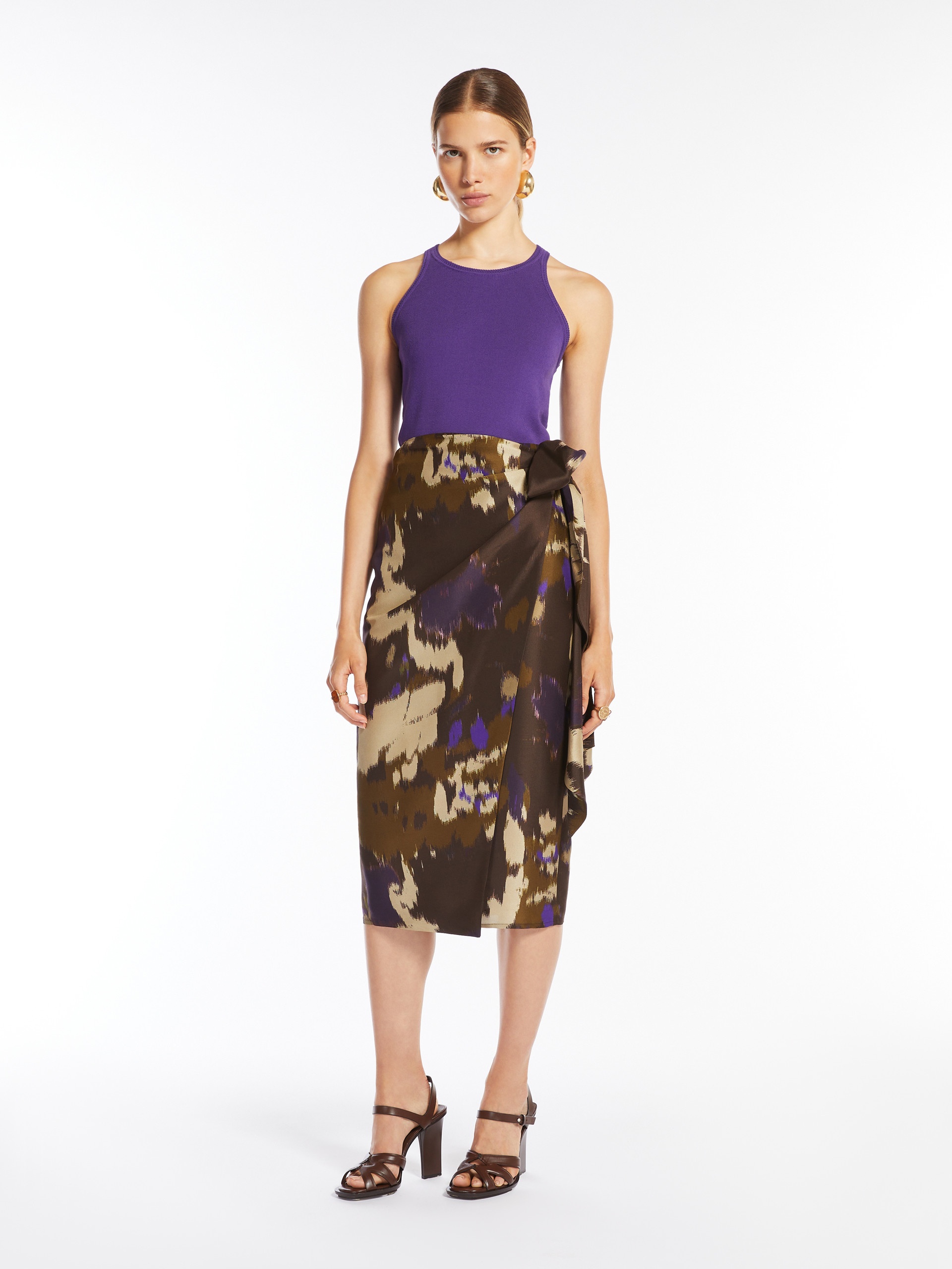 DRITTO Printed shantung skirt - 2