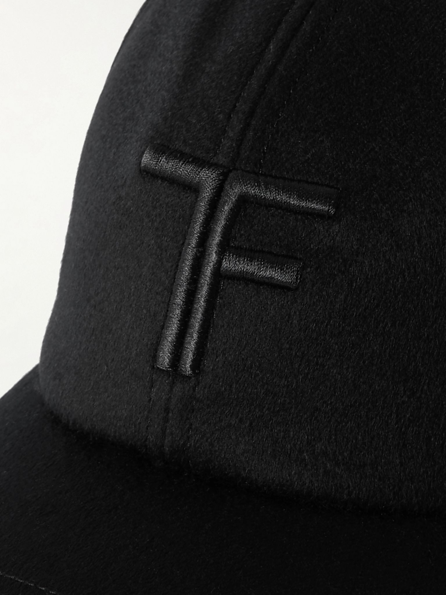 Leather-Trimmed Logo-Embroidered Cashmere Baseball Cap Black - 4