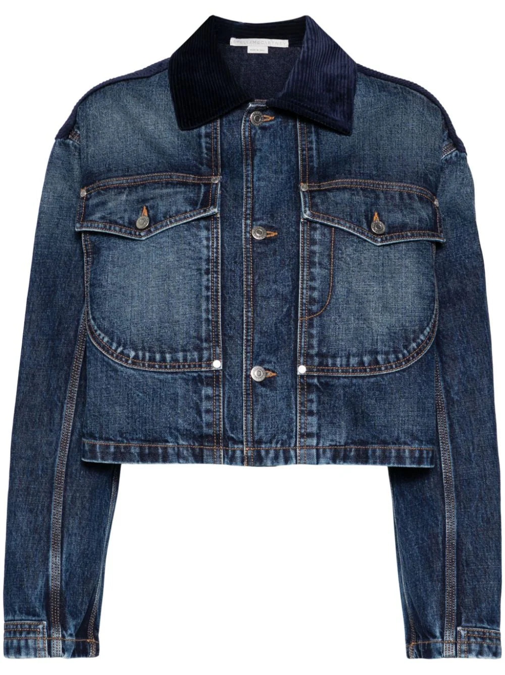 Dark vintage corduroy detailed denim jacket vintage dark - 2