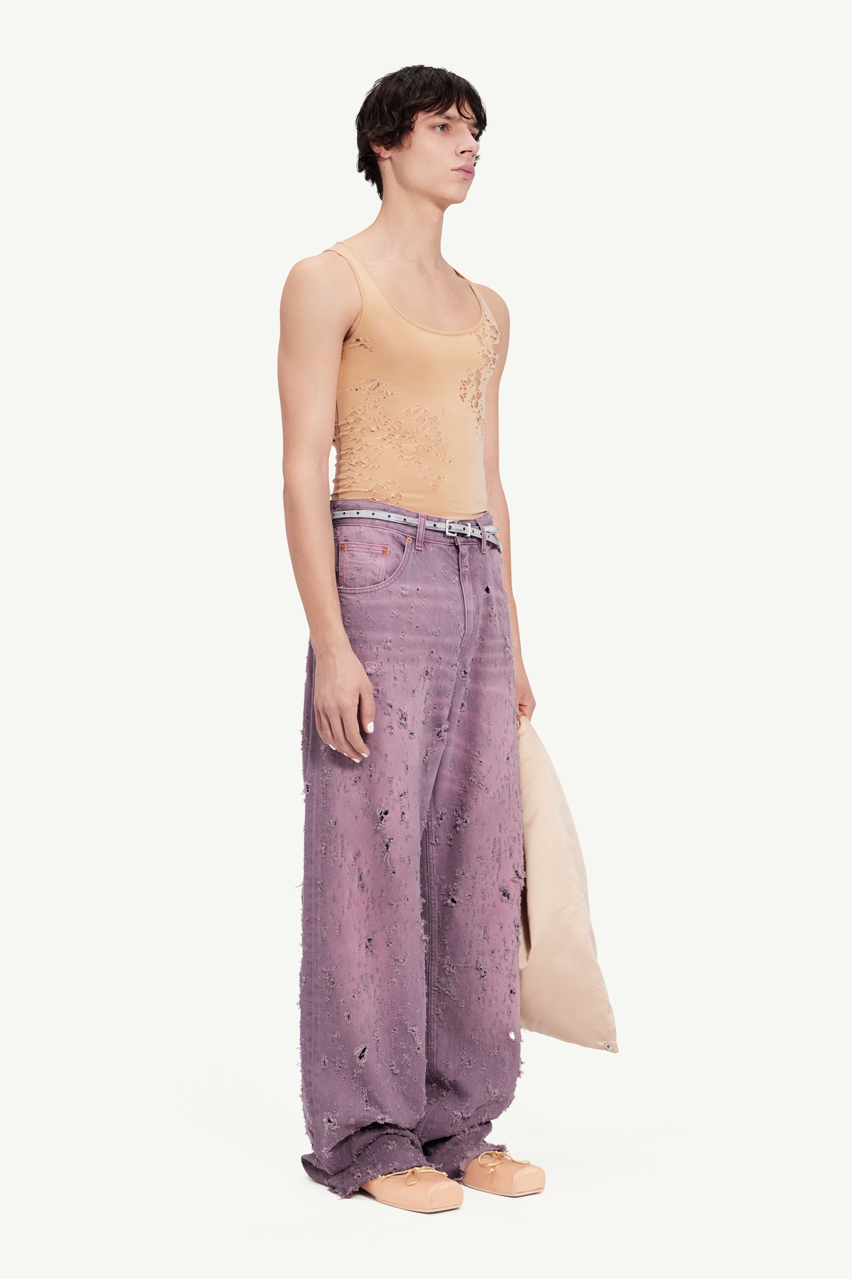 RELAXED WORN-OUT DENIM TROUSERS - 3