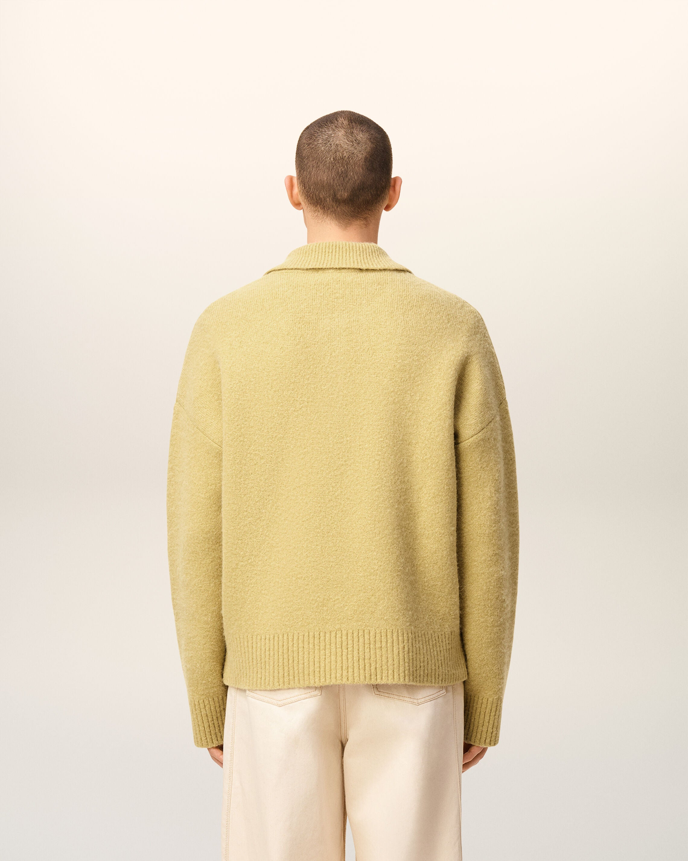 YELLOW ALPACA LONG  SLEEVES AMI DE COEUR POLO - 5