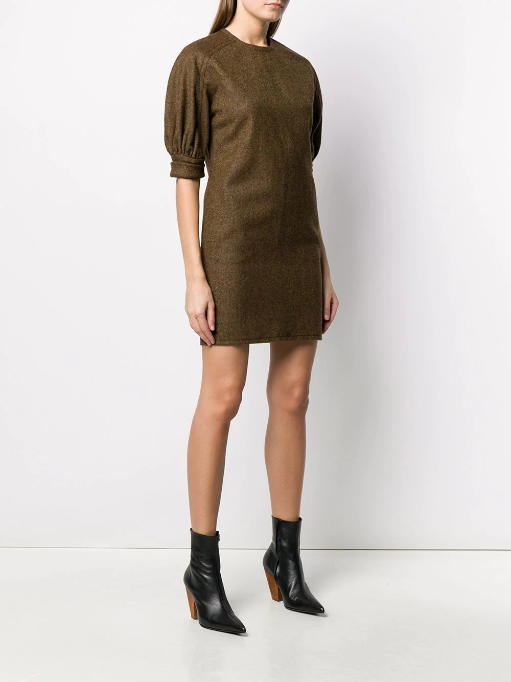 puff-sleeved mini shift dress - 3