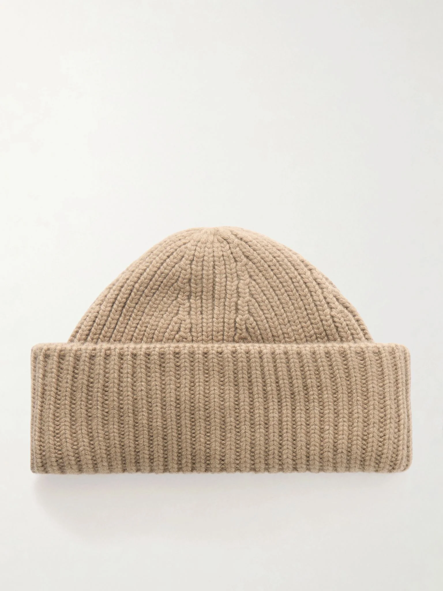 Ribbed wool and cashmere-blend beanie Sand - 1