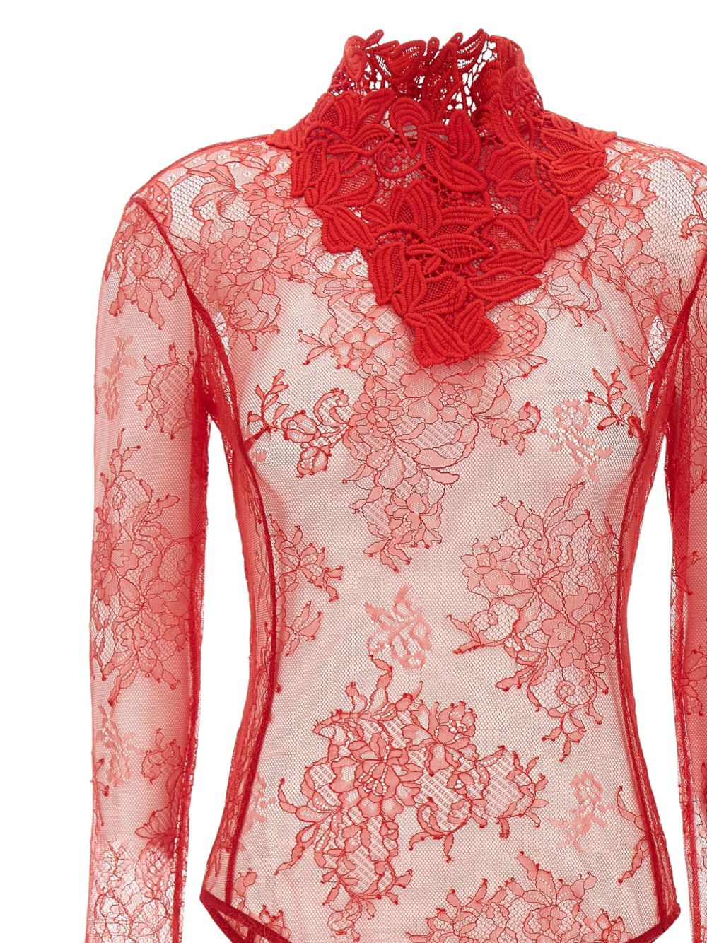 floral-lace high-neck bodysuit - 3