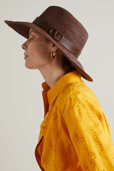 Valentino VLOGO leather-trimmed straw-effect fedora outlook