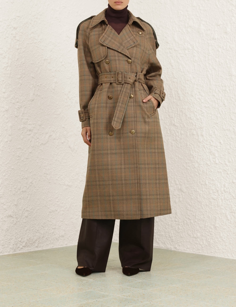 EDEN CHECKED TRENCH COAT - 7