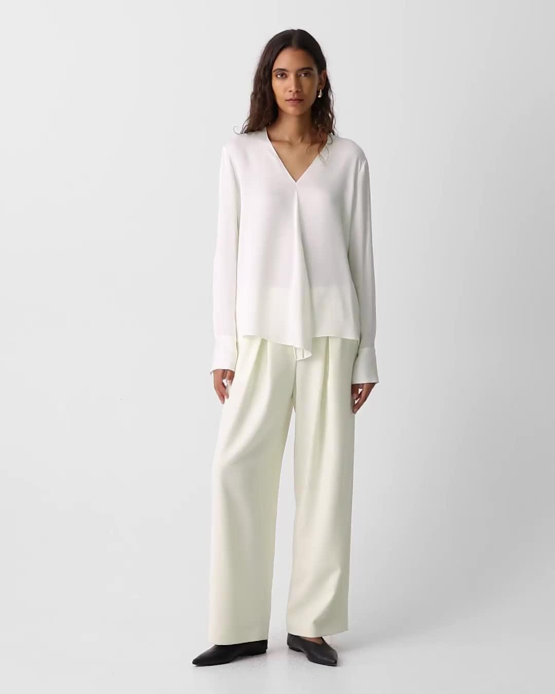 Relaxed V-Neck Blouse in Silk Georgette - 7