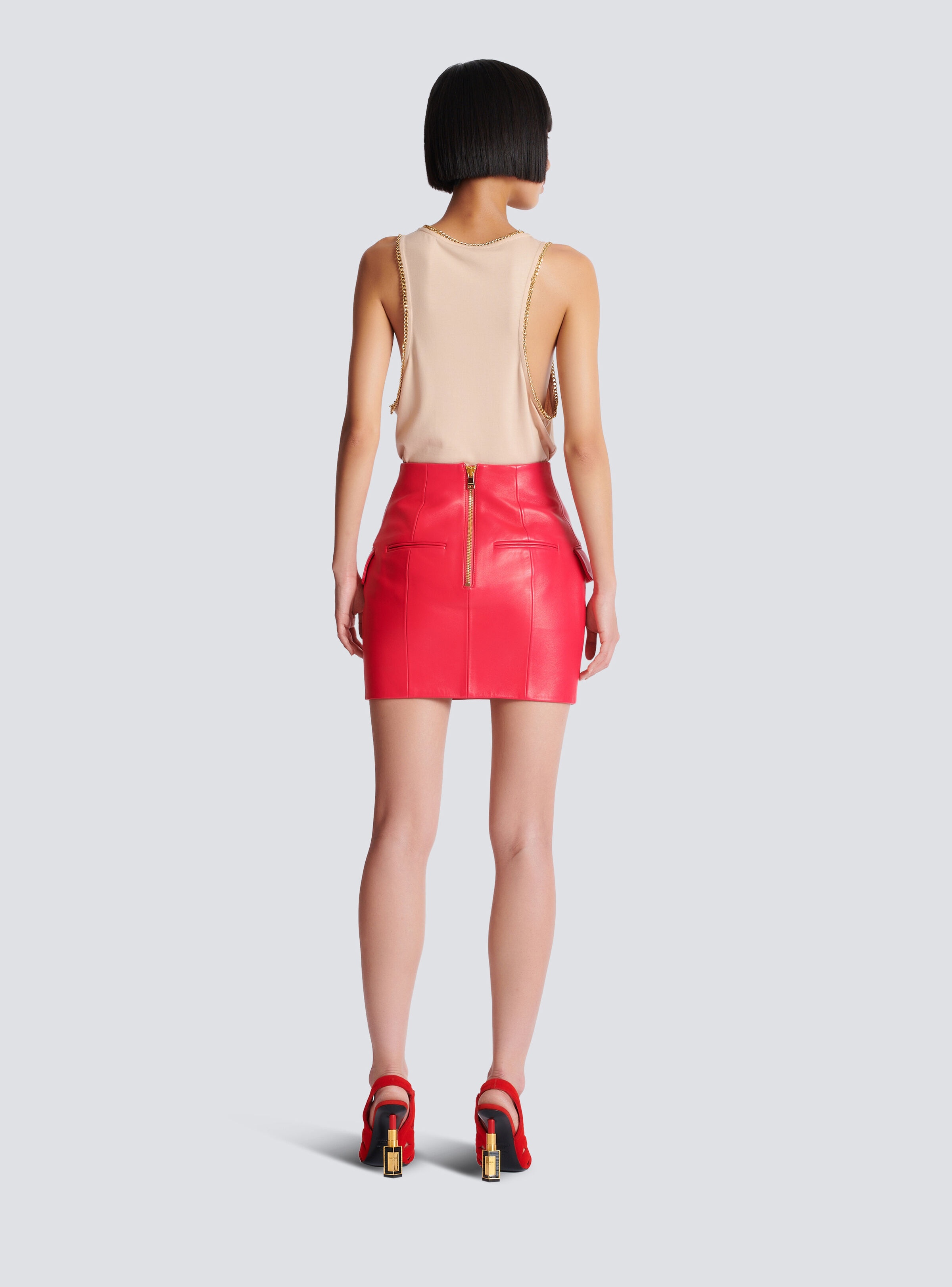 Short lambskin skirt - 4