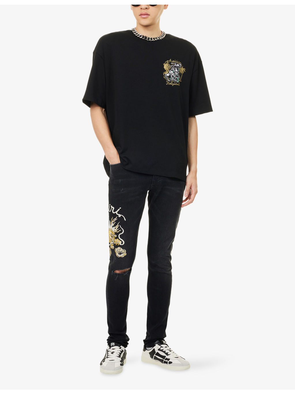 Dragon Repair Tapered-Leg Stretch-Denim Blend Jeans - 2