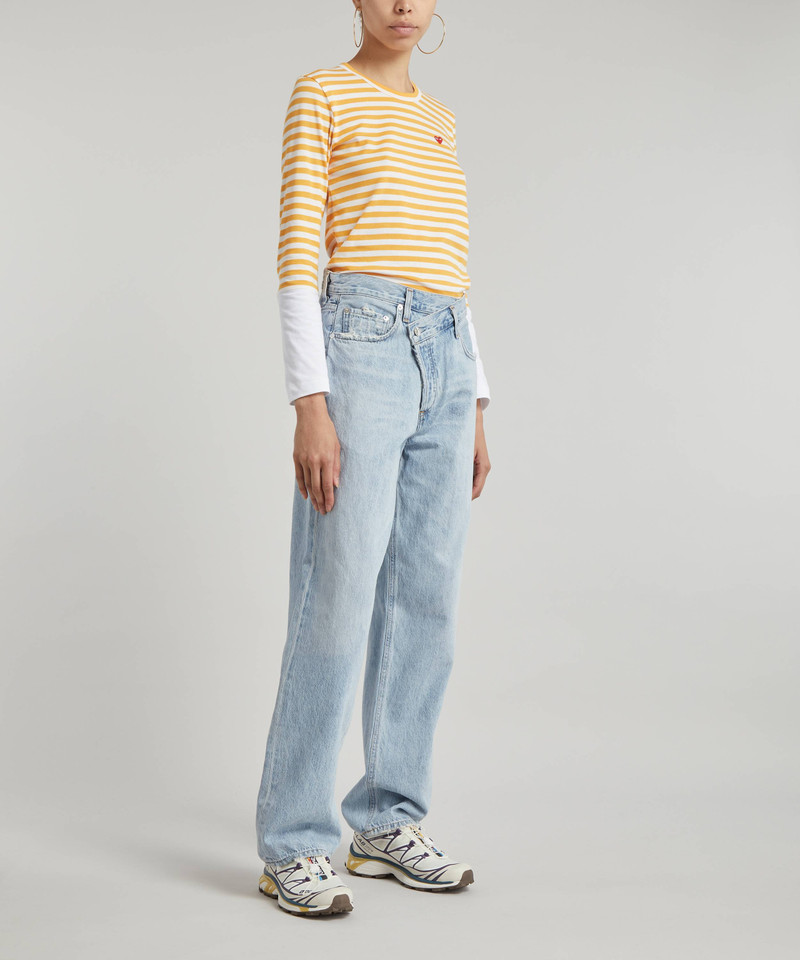 Comme des Garçons PLAY Small Heart Logo Patch Striped T-Shirt outlook