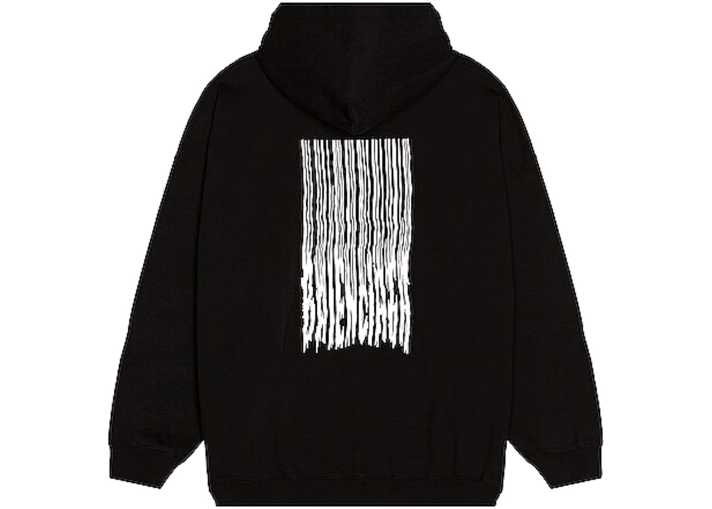 Balenciaga Women Barcode Logo Cotton Hoodie Black - 2