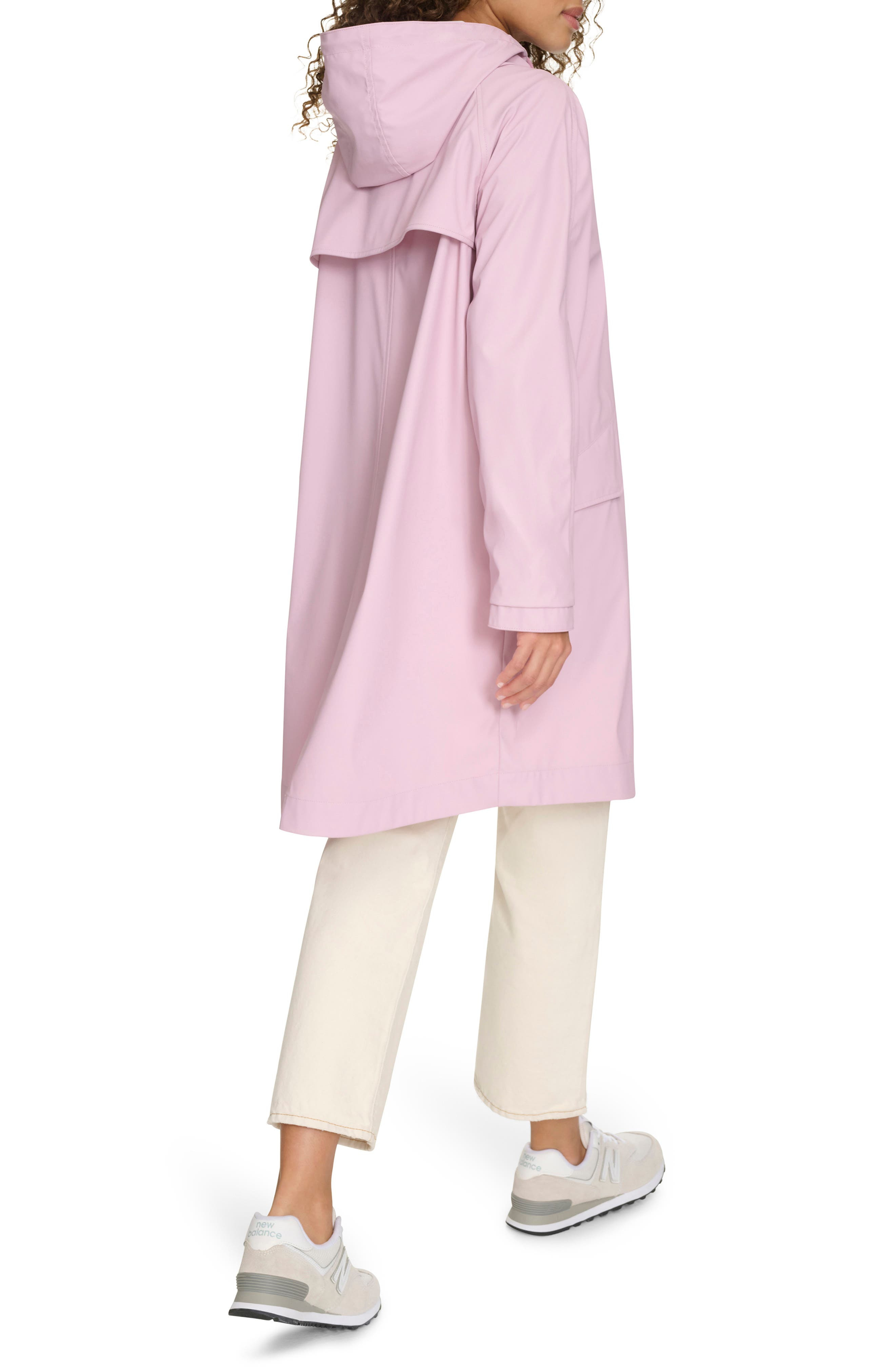 levi's Water Resistant Hooded Long Rain Jacket in Blush at Nordstrom - 2