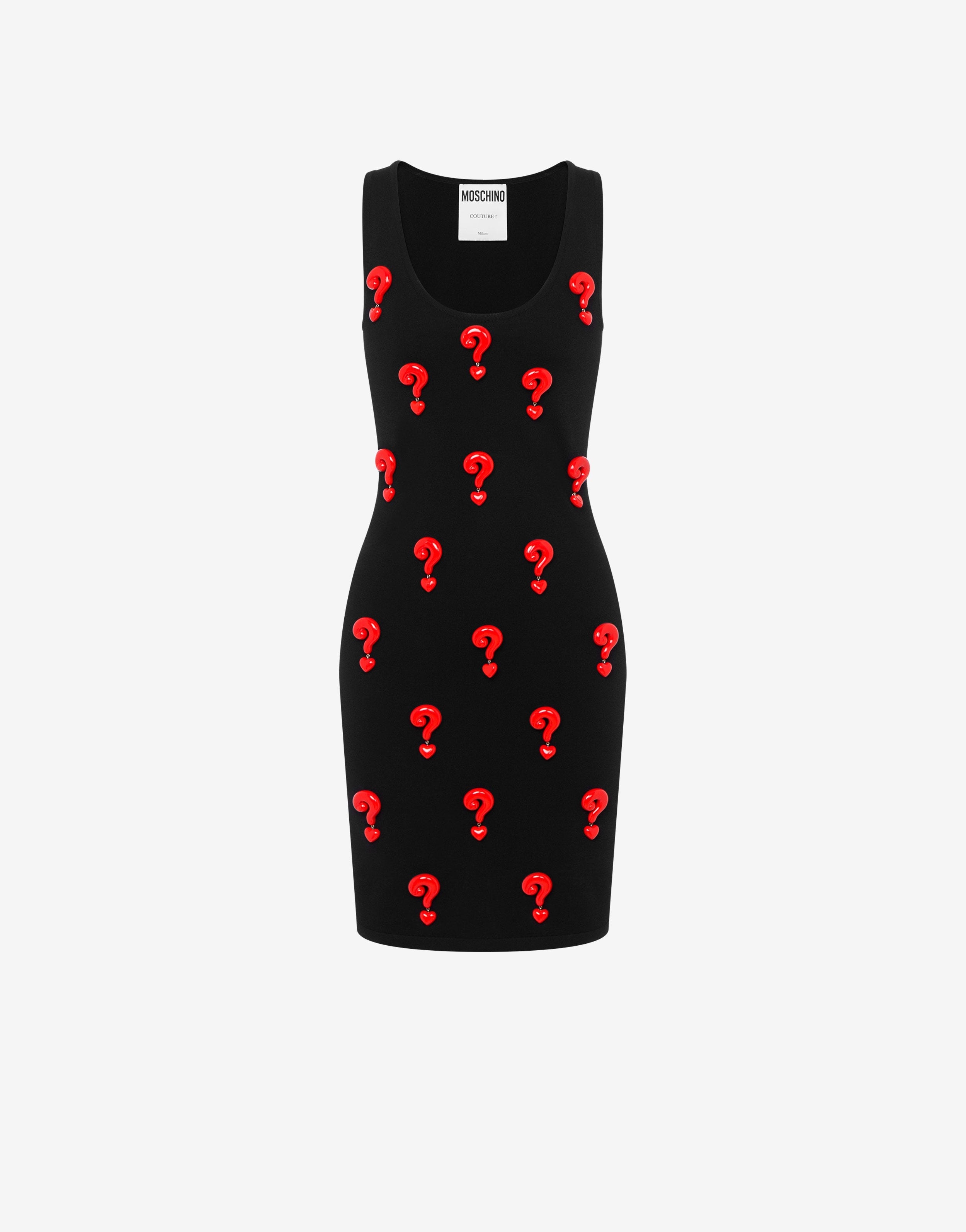 Moschino RED QUESTION MARKS STRETCH DRESS | REVERSIBLE