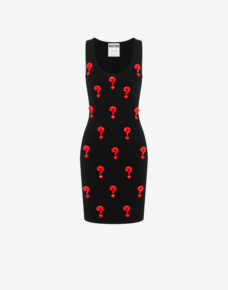 RED QUESTION MARKS STRETCH DRESS 1