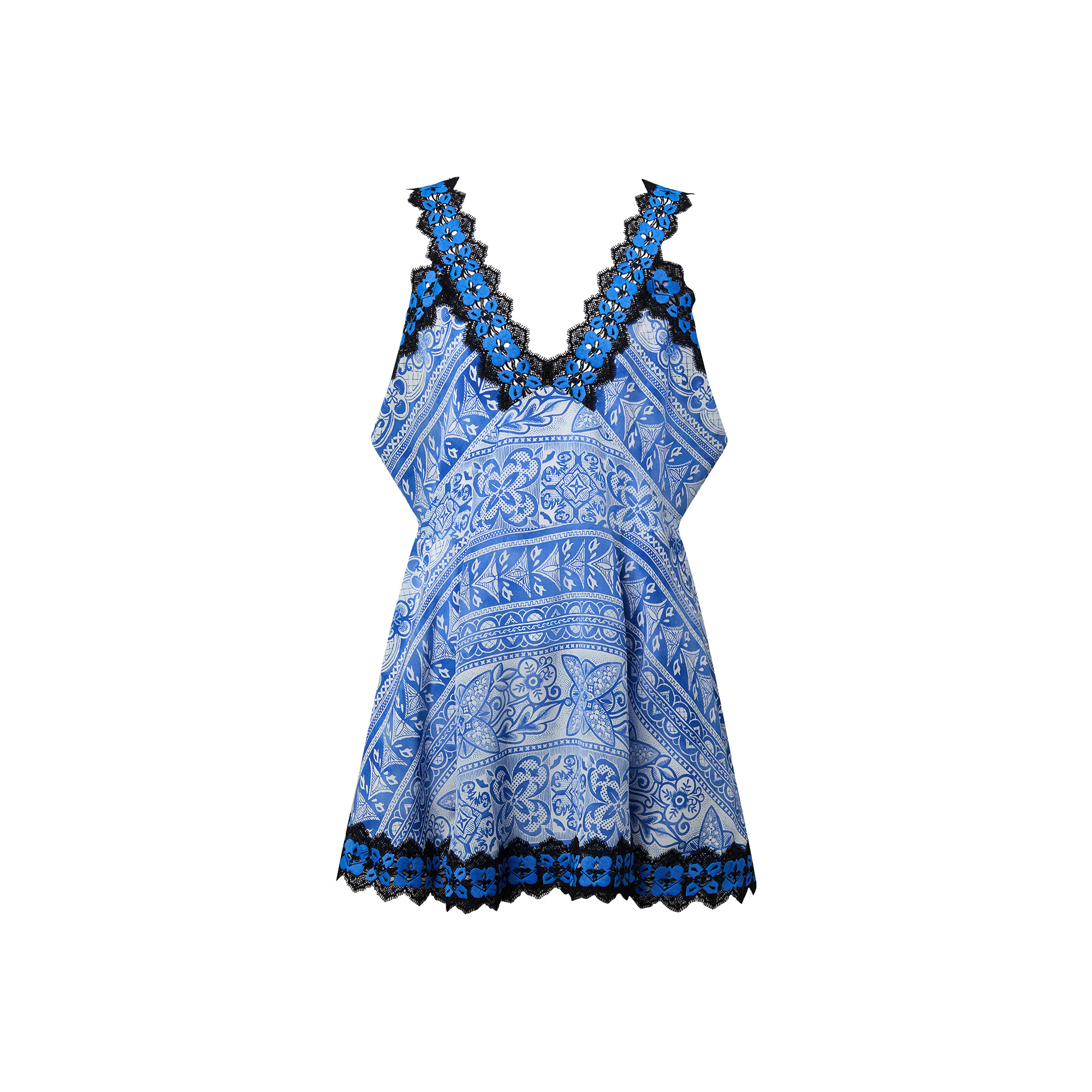 Lace Trim Monogram Tile Dress - 1