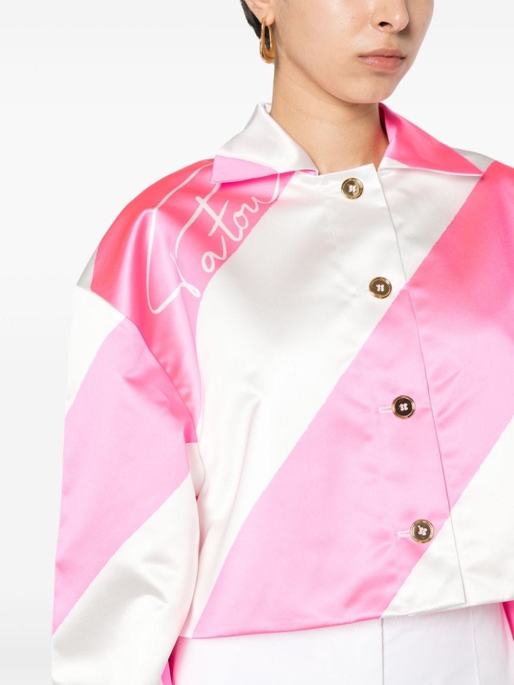 diagonal-striped satin jacket - 5