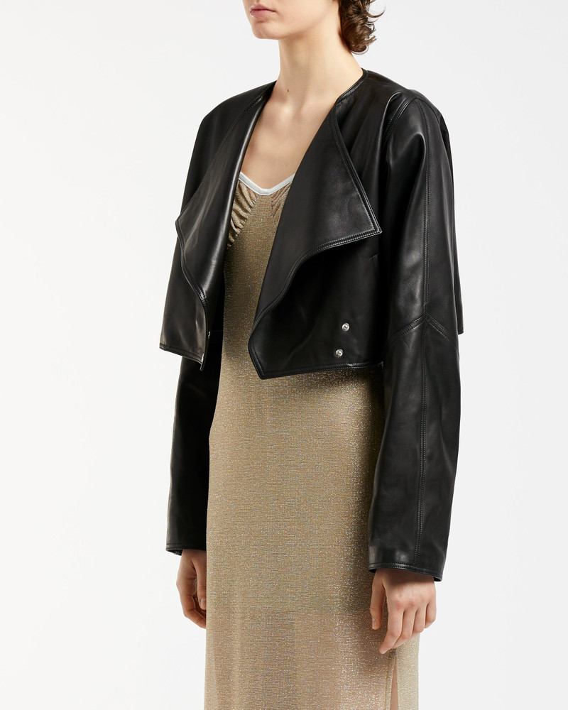 Elleme Cropped Leather Jacket Black outlook