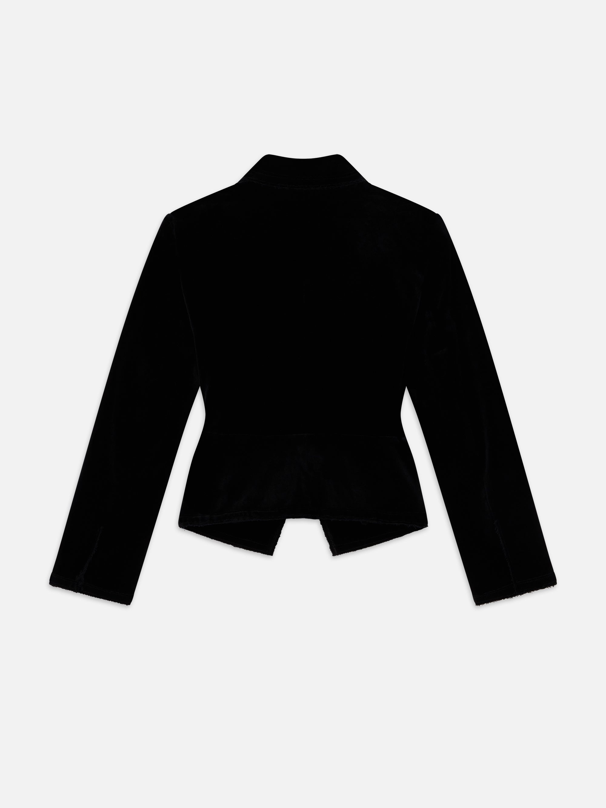Shrunken Velvet Blazer in Black - 5