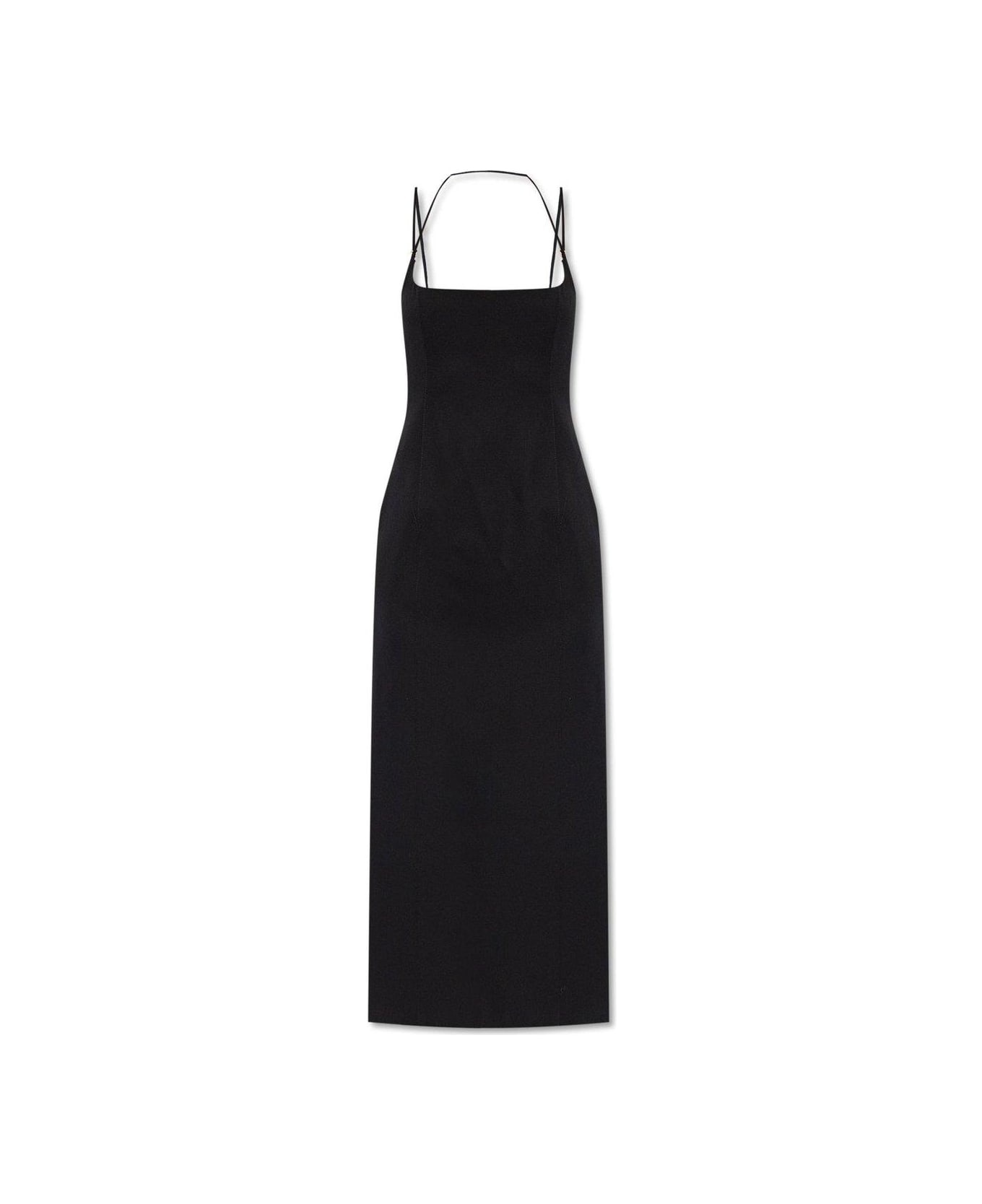 Gabardine Square Neck Midi Dress - 1