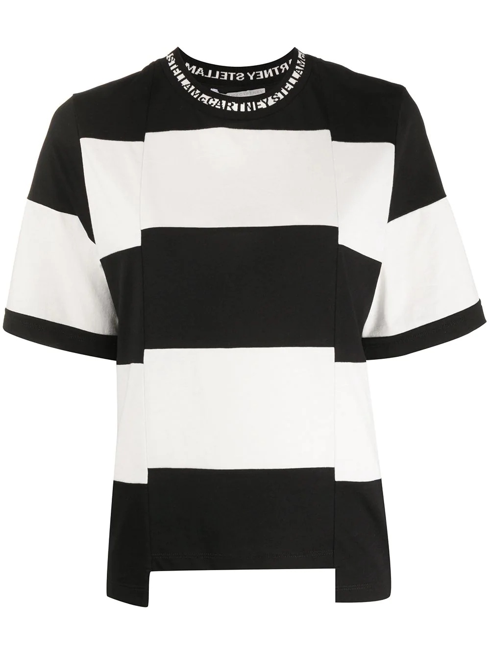 stripe panel short-sleeved T-shirt - 1