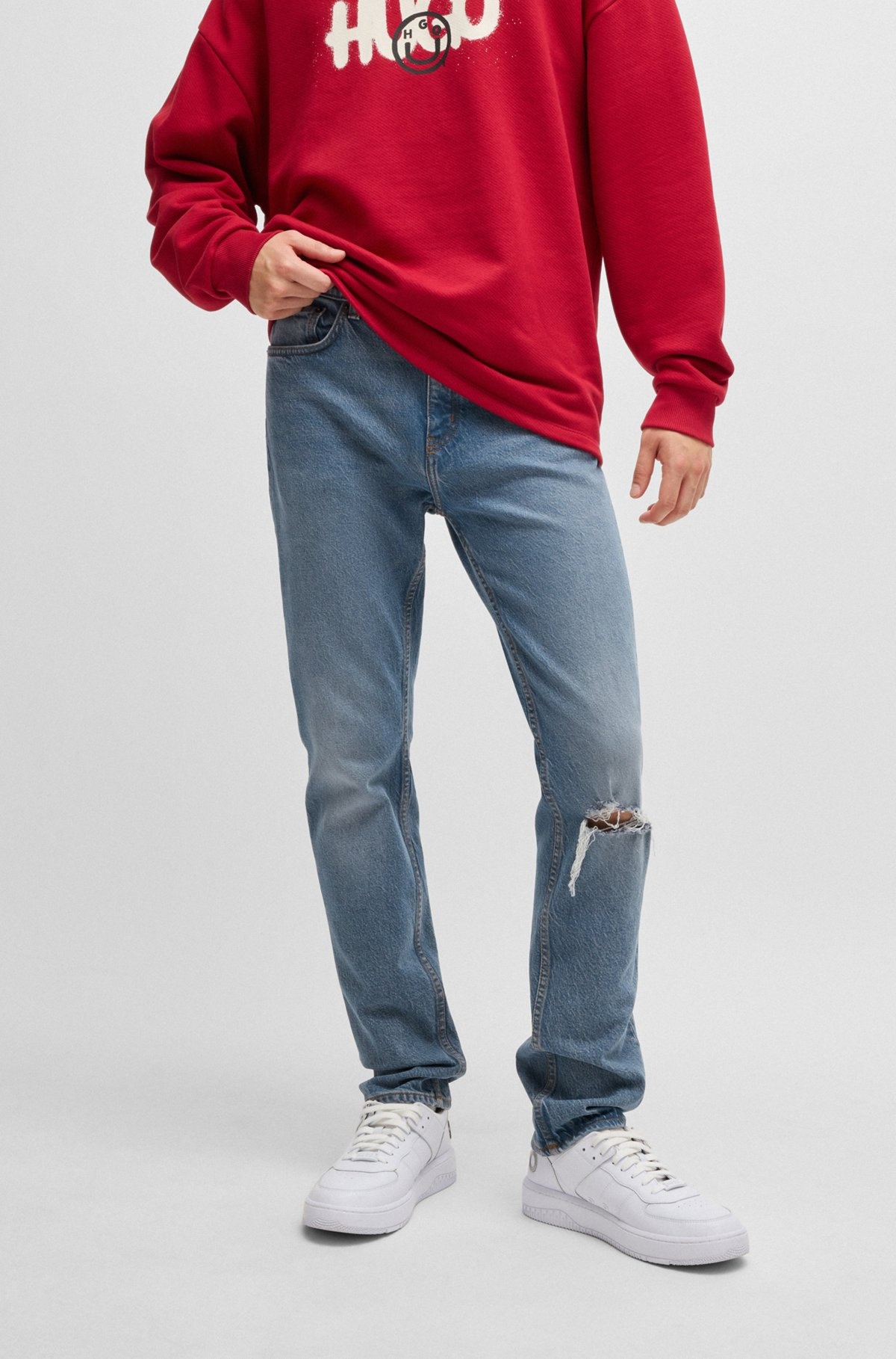 SLIM-FIT JEANS IN MID-BLUE COMFORT-STRETCH DENIM - 2