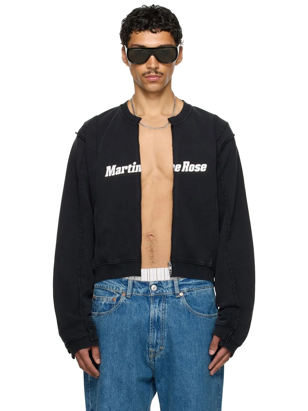 SSENSE Exclusive Black Shrunken Zip-Up Sweatshirt - 1