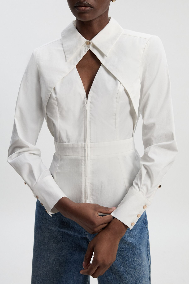 Stretch Cotton Cut Out Detail Woven Shirt 3