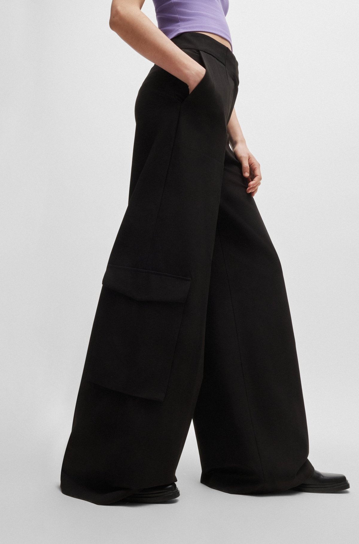 REGULAR-FIT CARGO TROUSERS WITH WIDE LEG - 5