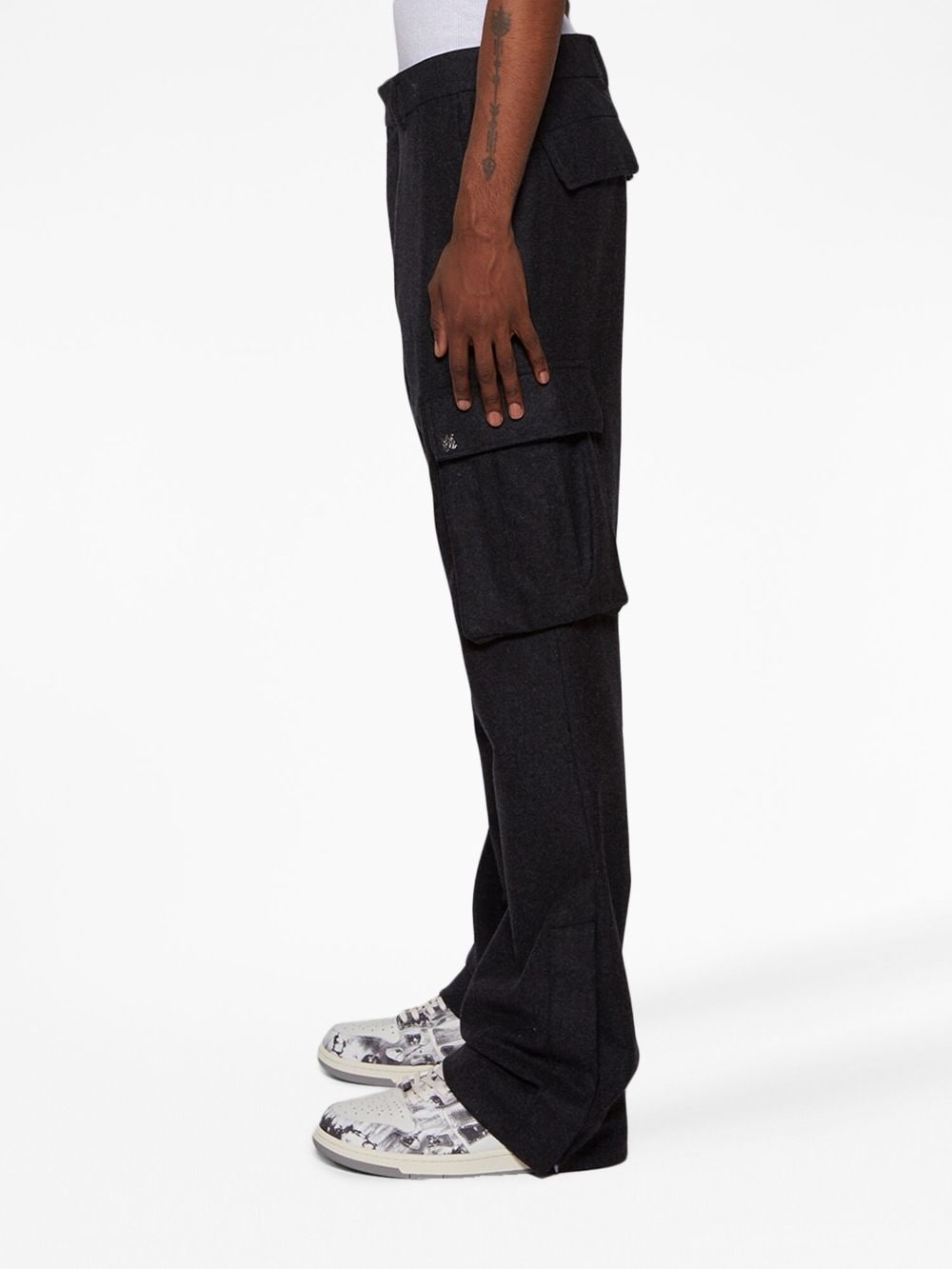 tactical cargo flared trousers - 4