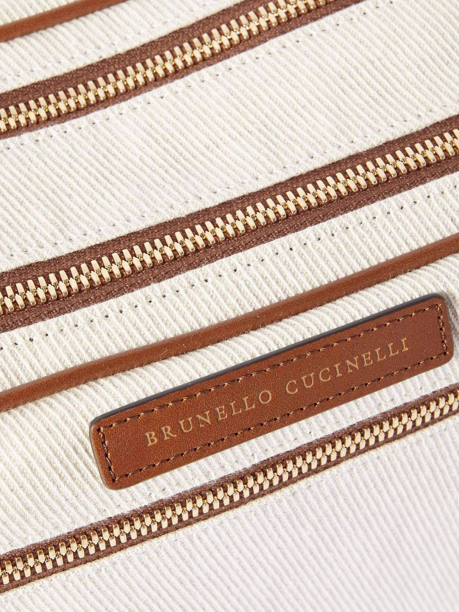 Leather-Trimmed Cotton and Linen-Blend Canvas Wash Bag - 4