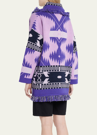 Alanui Icon Jacquard Fringe Belted Cashmere Cardigan outlook