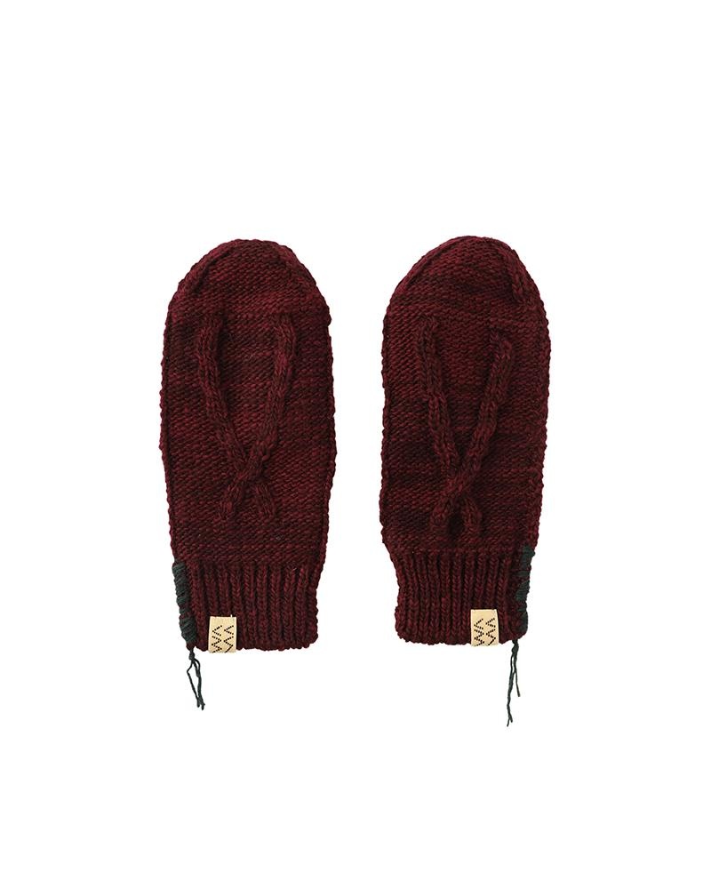 KNIT MITTEN N.D. BURGUNDY - 1