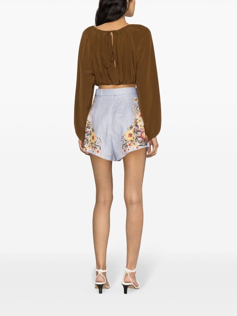 Floral print linen shorts - 3