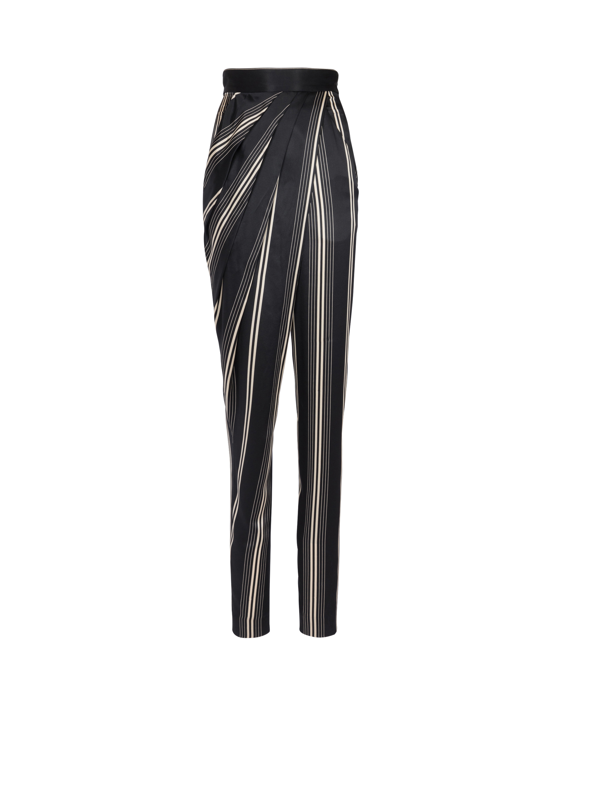 Asymmetric draped satin trousers - 1