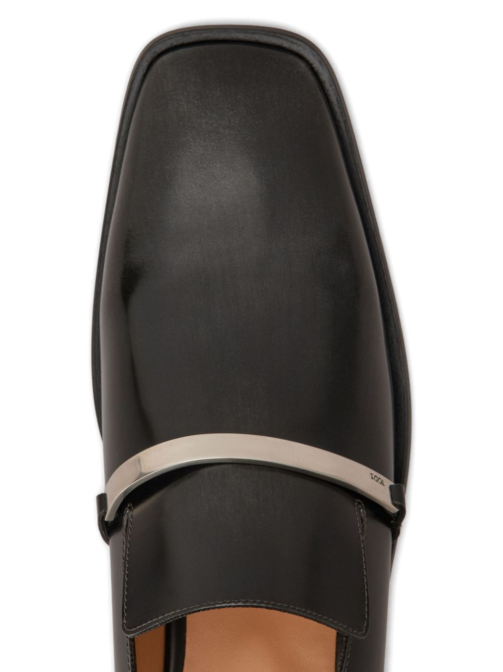 metallic-bar leather loafers - 4