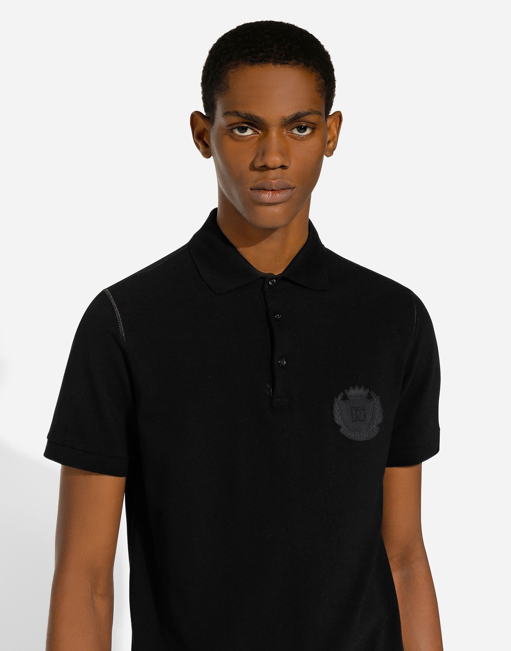 Cotton polo-shirt with DG logo embroidery - 4