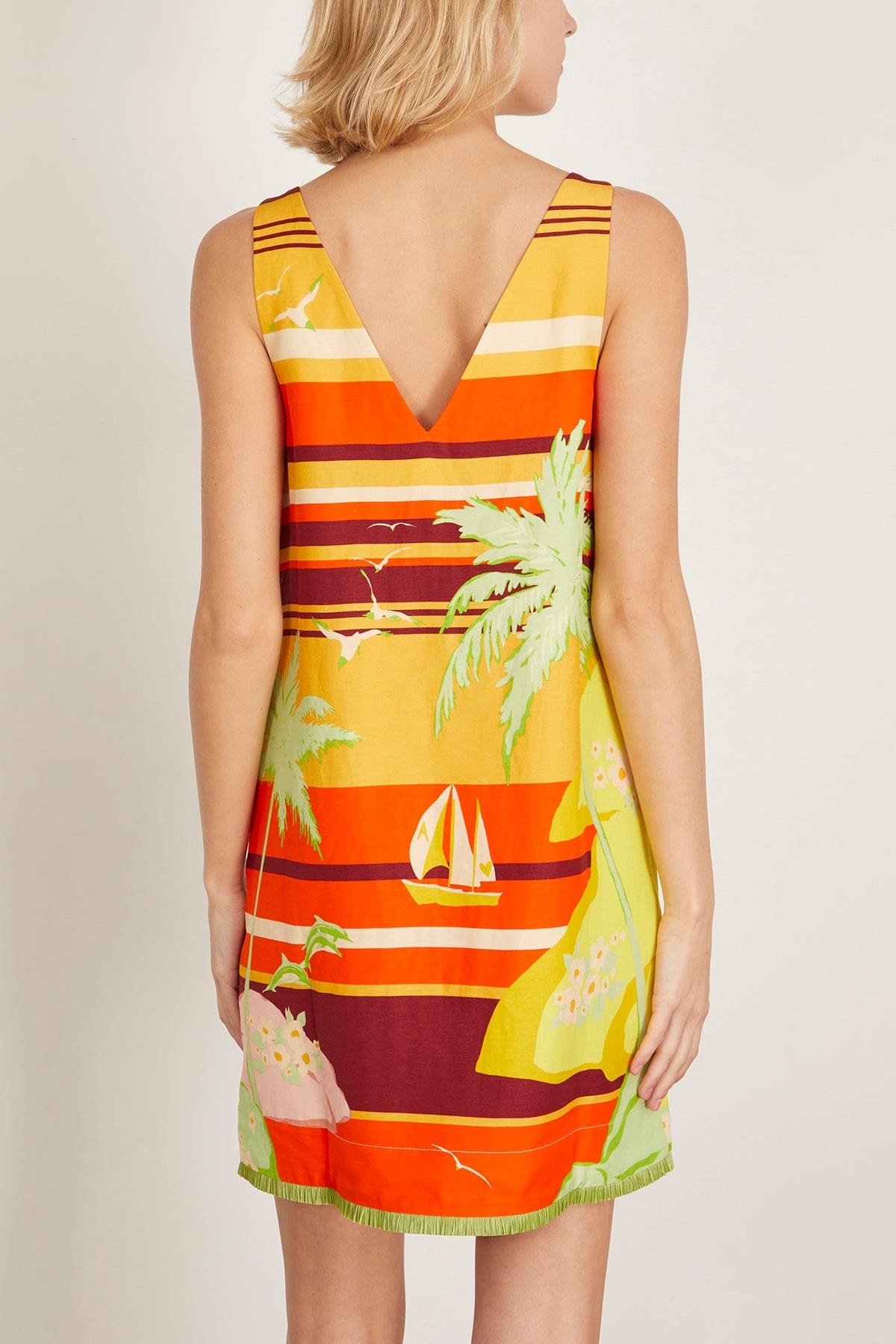 Palm Island V Neck Mini Dress in Multi - 4