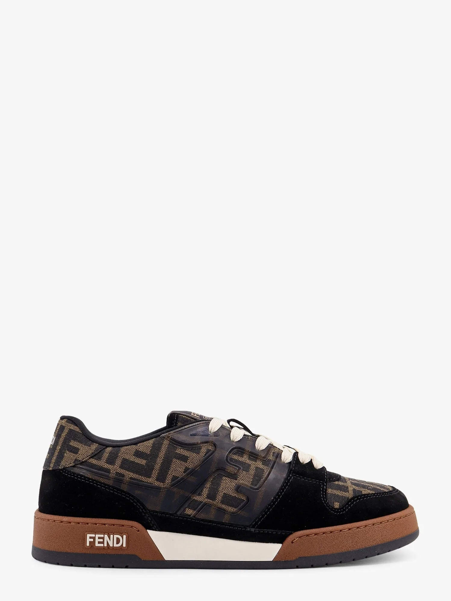 Fendi Match FF Jacquard Fabric and Suede Sneakers Black - 1
