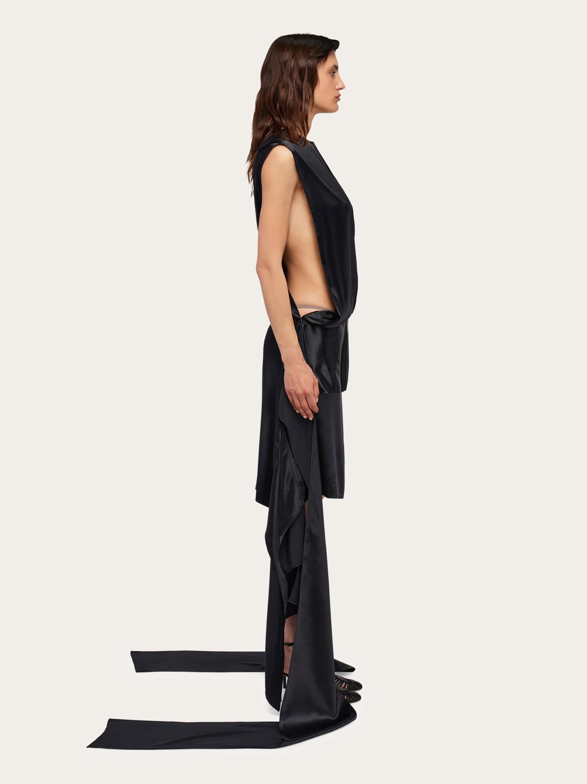 Peplum midi dress with horizontal sash - 3