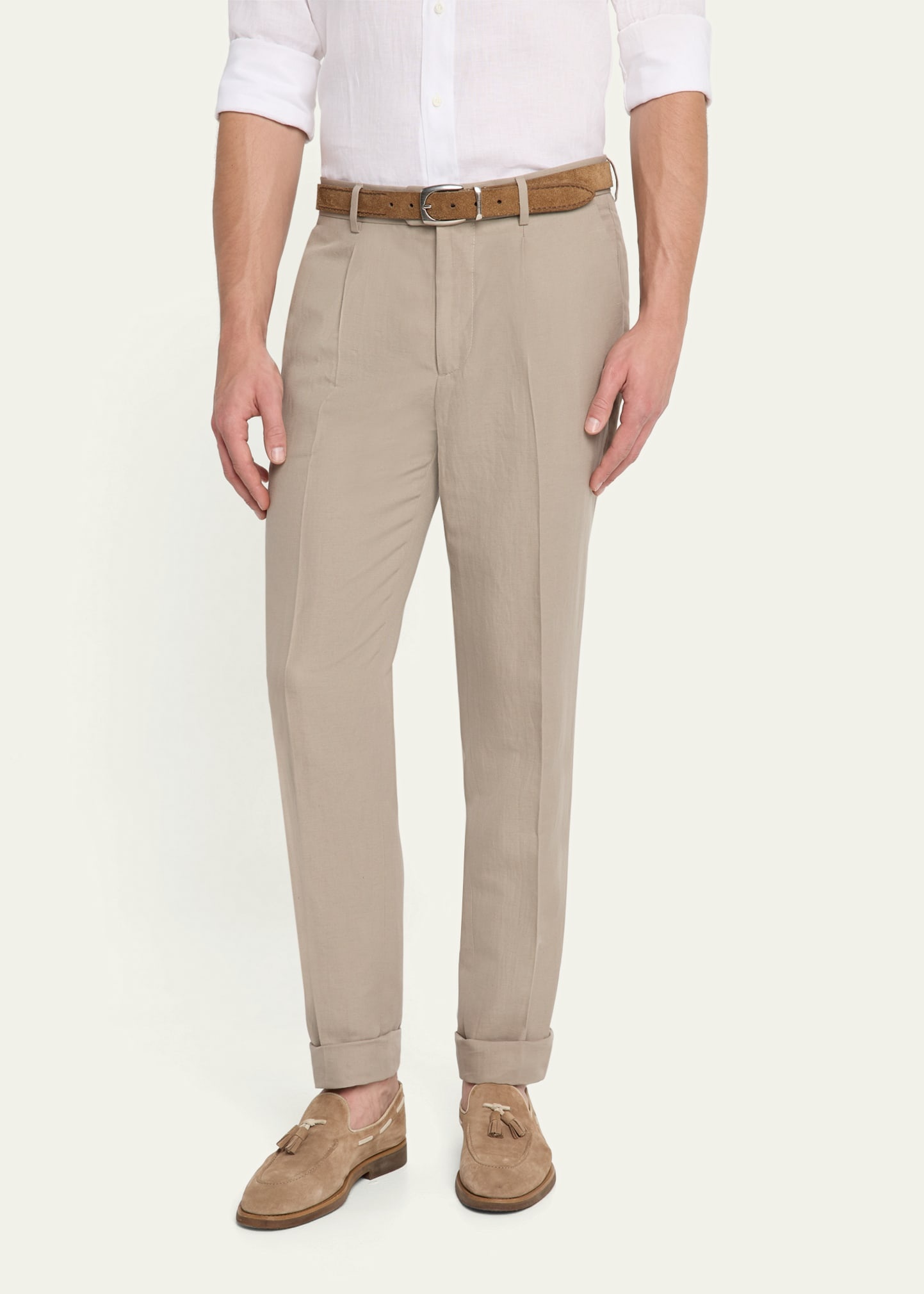 Men's Leisure-Fit Pleated Pants - 4