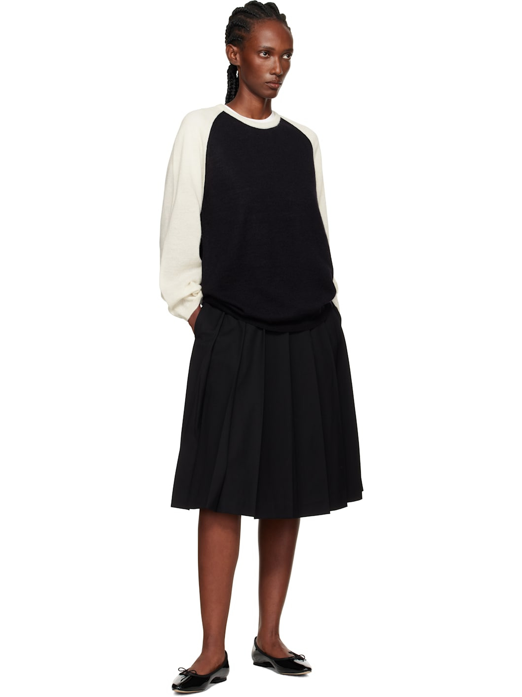 Black & Off-White Palie Raglan Pullover Sweater - 4