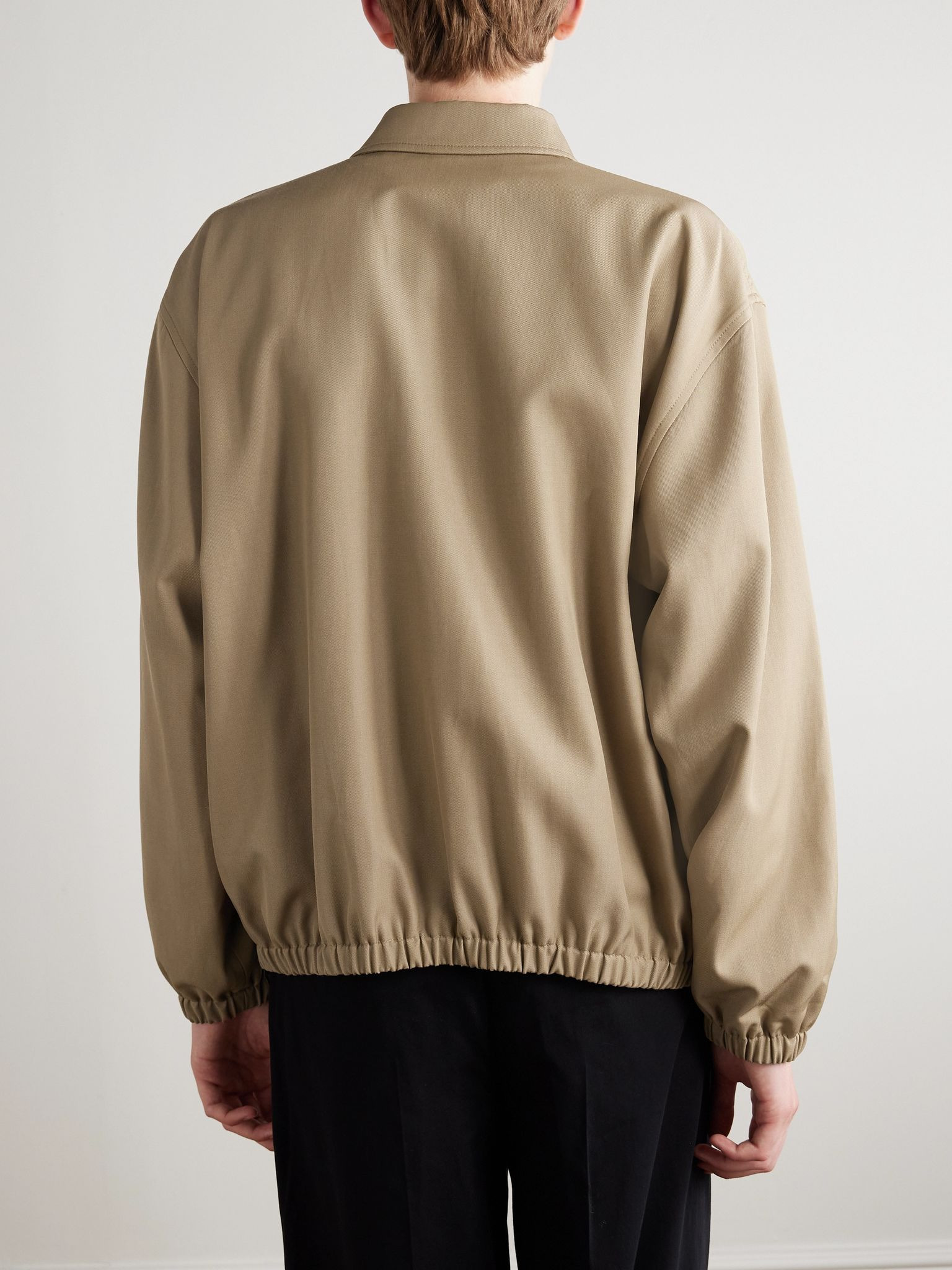 Logo-Embroidered Wool and Cotton-Blend Gabardine Blouson Jacket Camel - 4