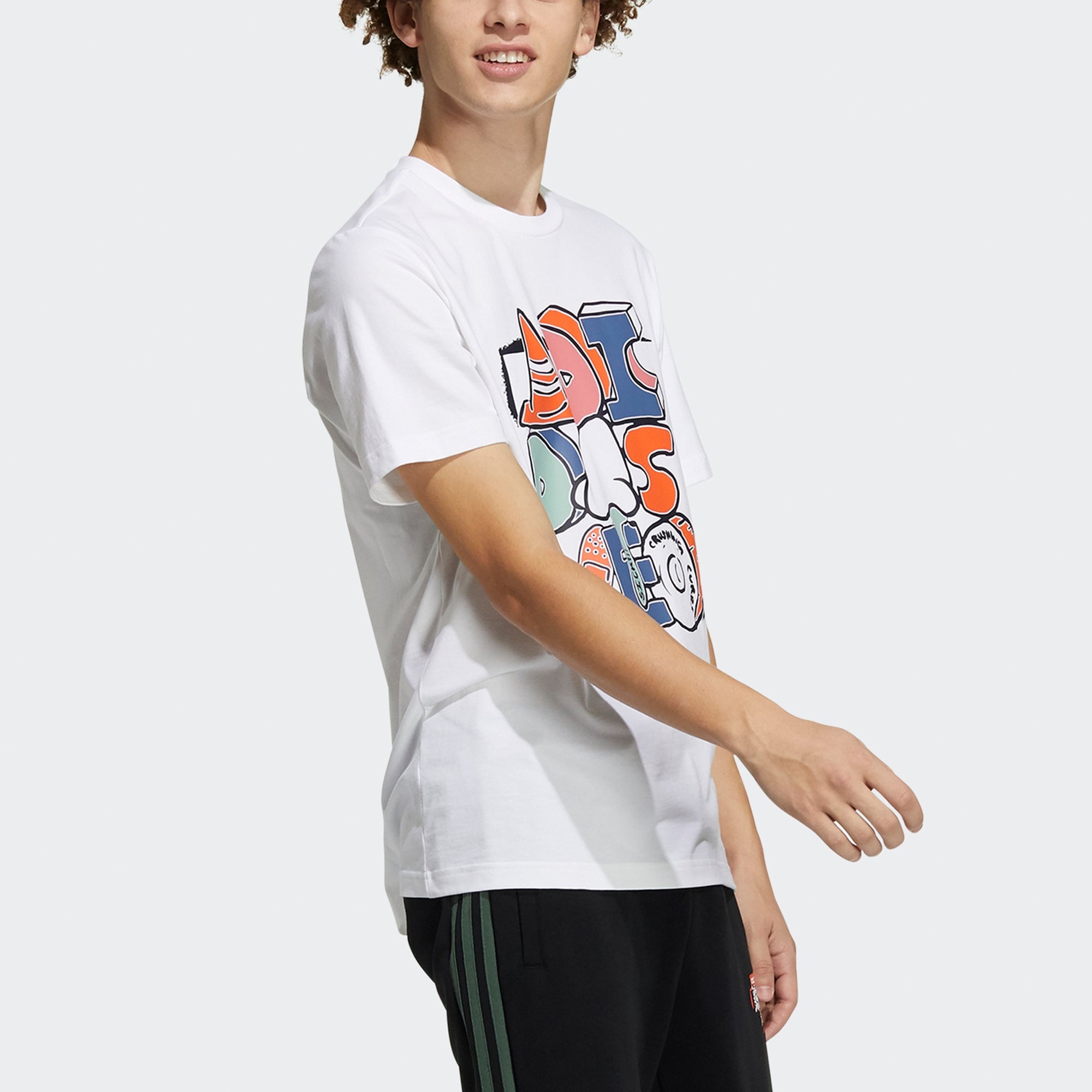 adidas neo M Ssfv5 Tee1 Funny Printing Logo Sports Cotton Round Neck Short Sleeve White GP4864 - 5