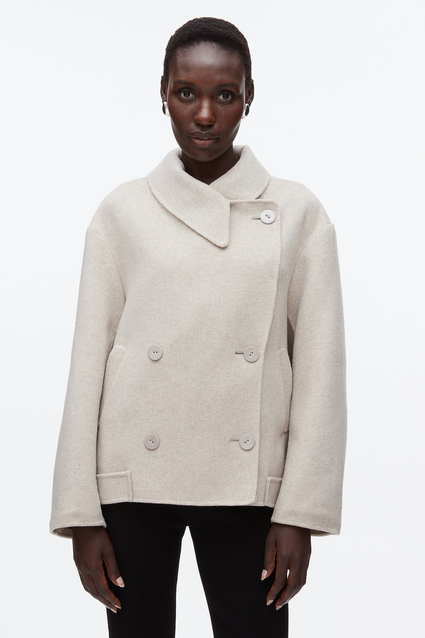 Double Face Cropped Peacoat - 6