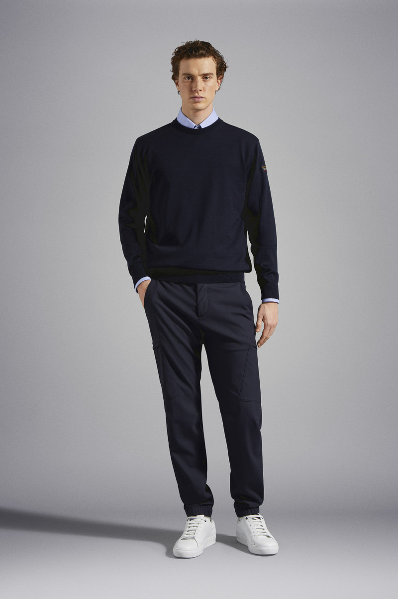 Paul & Shark MERINO WOOL CREW NECK WITH ICONIC BADGE outlook