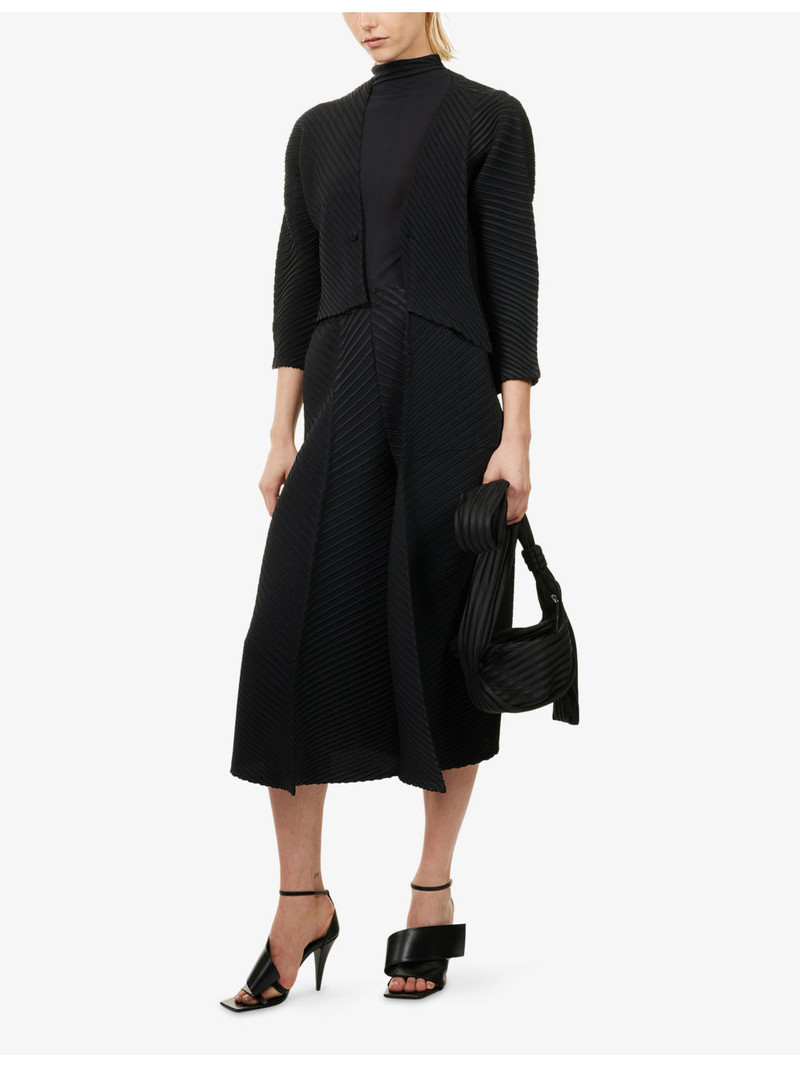 ISSEY MIYAKE Wide-Leg Cropped Pleats Knitted Trousers outlook