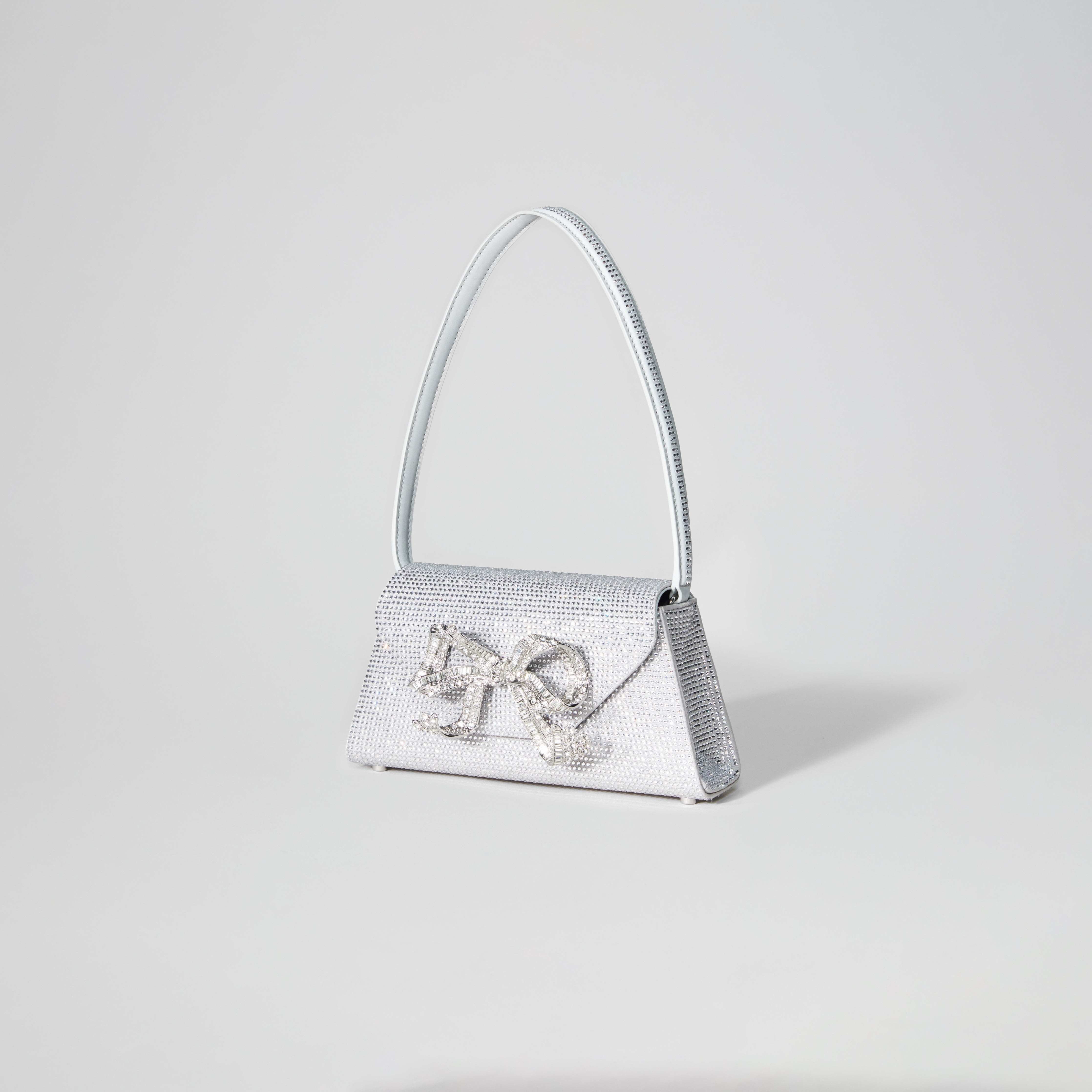Grey Rhinestone Bow Mini Shoulder Bag - 2