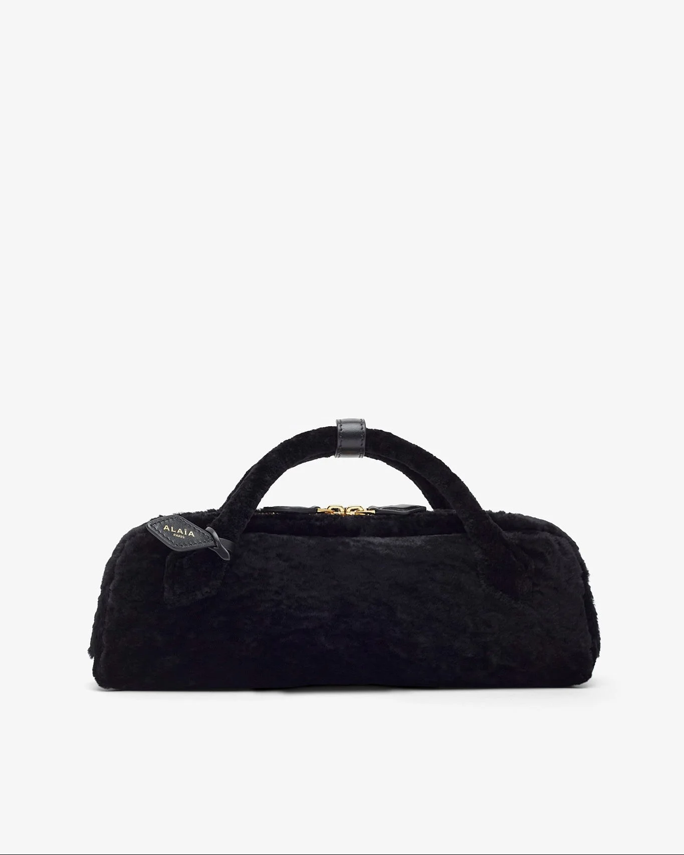 Le Teckel black shearling clutch - 1