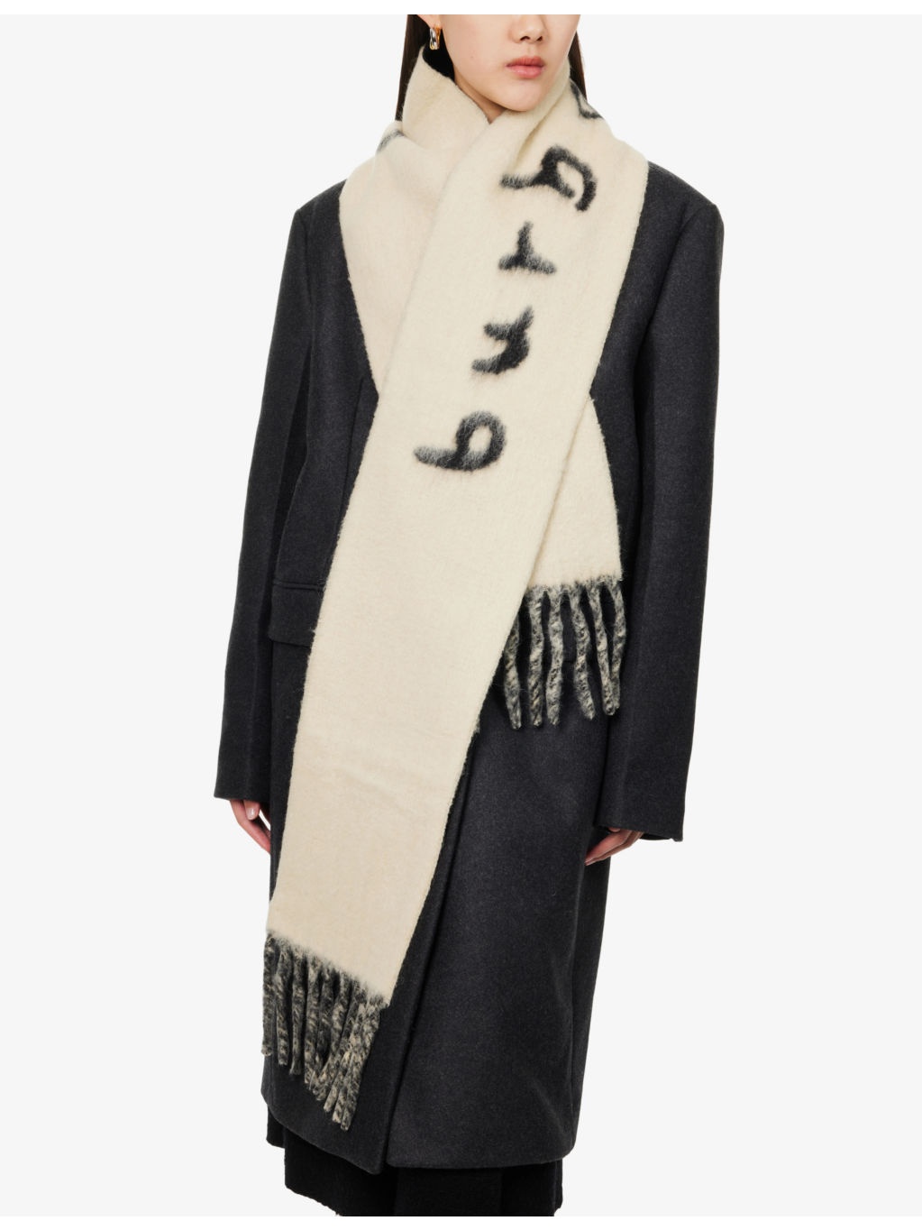 Reversible logo-jacquard alpaca-blend scarf - 2